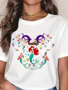 Disney Women's T-Shirt Featuring Ariel And Under The Sea Characters In Mickey Mouse Ears Design, Officially Licensed Disney Merchandise For Girls And Adults - White - View 1
