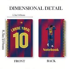 Ramin Yamal #10 Soccer Jersey Design Spiral Notebook - 5.5"X8.3", 50 Pages, Smooth Writing, Perfect Forports Fans, Students And Office Use, Sports Fan Gift | Vibrant Cover Art | Spiral Binding, Soccer Notebook - A - View 2