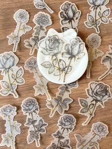 20 miếng/gói nhãn dán lá vàng chủ đề cây, nhãn dán thẩm mỹ sáng tạo cổ điển, vật liệu thủ công trang trí sổ lưu niệm tự làm, quà tặng ngày lễ, đồ dùng học tập sổ lưu niệm cá nhân hóa - Đen và trắng - Xem 7