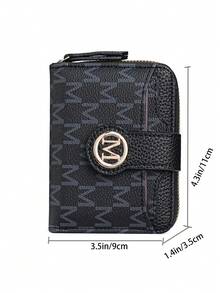 New Litchi Texture Letter Wallet Multi-Card Slots Short Style Small Women Bag Thick Korean Fashion Compact Vintage Coin Purse For Women Wallet Mini Wallet Purse Wallet Small Wallet Cute Wallet Card Wallet Coin Wallet - Black - View 4