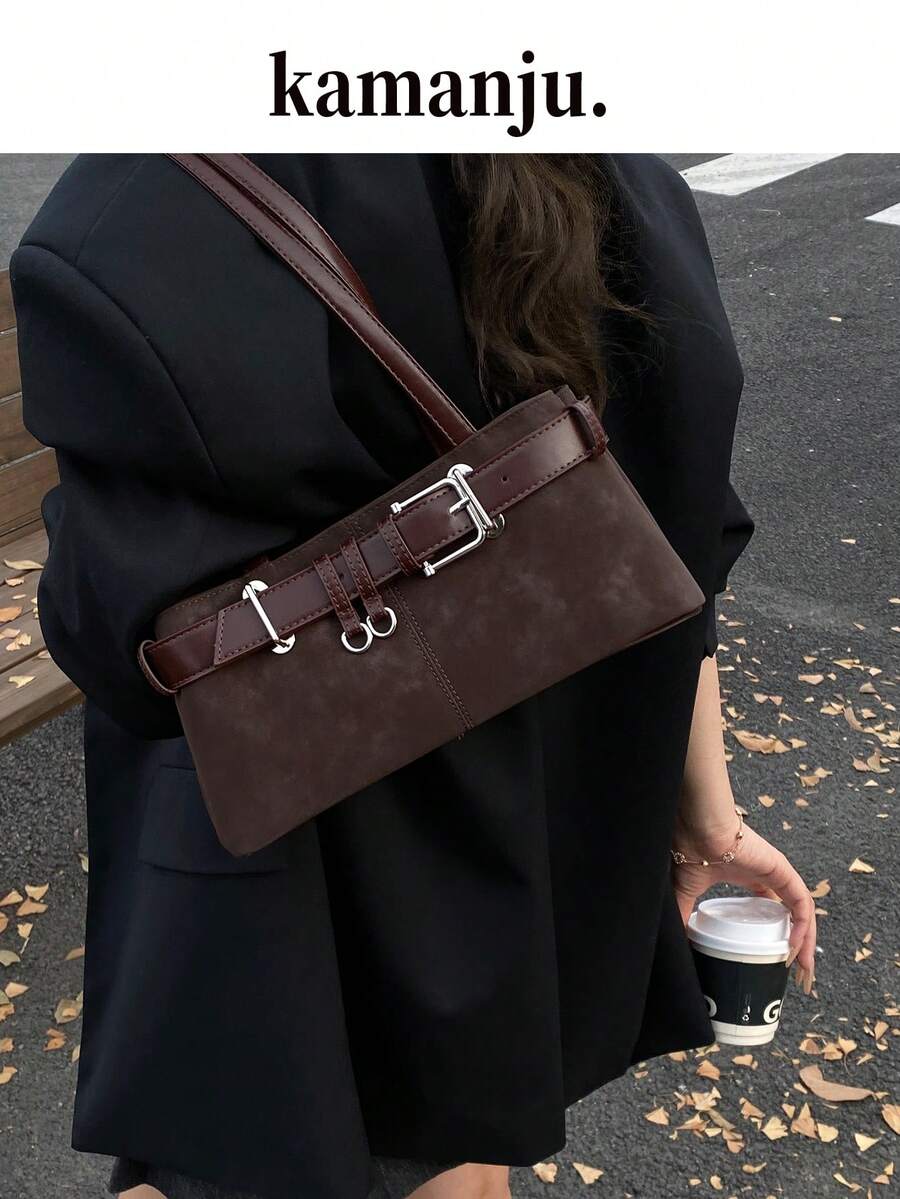 PU皮革复古单肩腋下包，适合日常外出、约会、通勤