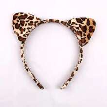 1pc Cute Leopard Print Cat Ear Headband, Suitable For Halloween Party, Random Leopard Pattern, Fashionable, Headband, Women Hair Accessories