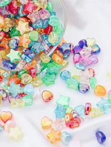 About 50pcs 8*8*5mm AB Colour Heart Shape Acrylic Beads Loose Spacer Beads For Jewelry Makeing DIY Handmade Bracelet Accessories