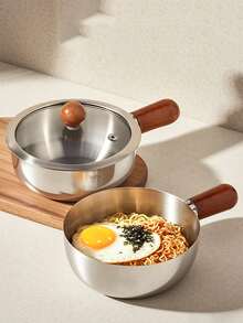 1pc Stainless Steel Cooking Pot, Household Noodle Pot, Kitchen Tool, Chocolate Melting Pot, Butter Pot, Mini Soup Pot
