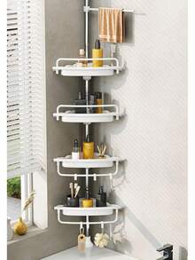 WSBArt - Organizador de ducha resistente – 4 niveles ajustable, acero inoxidable inoxidable, 32-122 pulgadas - Blanco - Ver 13