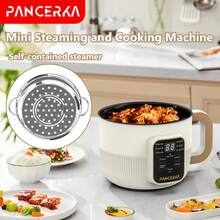 PANCERKA 1 Set Electric Cooker Single And Double Layer, 1.0 Lmultifunctional Electric Cooker Non-Stick Layer Intelligent Mechanical Button, Electric Rice Cooker For Home Use, EU Plug