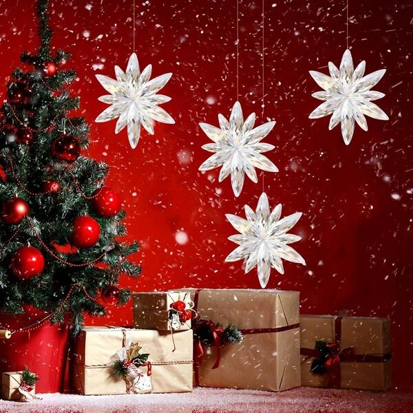 6/3pcs 2D Flat Classic Acrylic Snowflake Ornaments, Decorative Plastic Hanging Pendants For Christmas, New Year, Wedding Decor, No Electricity Needed, Featherless, DIY Crafts Home Decor Christmas Decorations Room Decor Winter