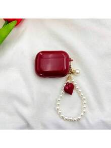 1pc Red Pearl Chain Earphone Case, New Wireless Earphone Protective Cover, Apple Earphone Protective Case, Boyfriend/Girlfriend Gift - Red - View 14