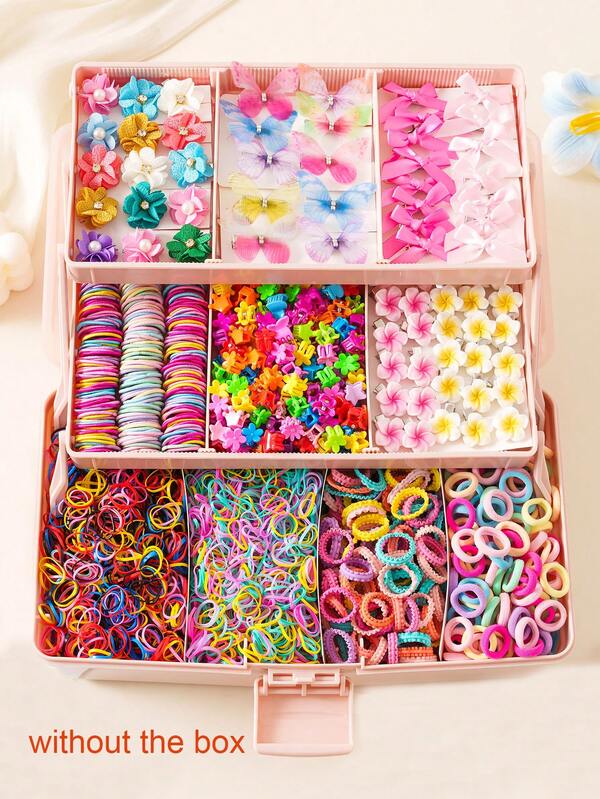 788 piezas Clips de pelo con moños de colores para niñas, lazos de pelo de moda simples, sujetadores de cola de caballo, lindos pasadores de pelo con flores, mariposas y estrellas, adecuados como regalo para estudiantes y para fiestas diarias, sin caja - Bolsa de OPP