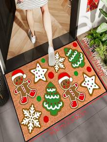 1 buc. Bestseller de Crăciun - Decorațiune de Crăciun - Decor de sărbători - Crăciun - Omuleț de turtă dulce - Covoraș de brad de Crăciun - Covoraș mic - Flanel moale 900GSM, Lavabil la mașină, Durabil, Rezistent la pete, Uscare rapidă, Potrivit pentru covorașe de ușă de interior/exterior, Decor de casă, Dormitor, Bucătărie, Fotografie, Recuzită, Cadouri de decorare exterioară, Cadouri de sărbători, Covoare, Toate anotimpurile