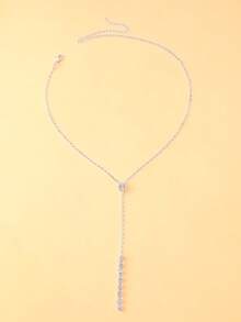 Un collar largo con colgante de cadena de strass para mujeres, collar dorado simple para mujeres, de estilo elegante y moderno - collar en forma de Y - Ver 2