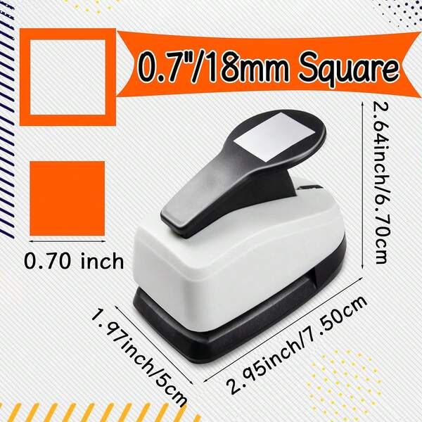 Perforadora de papel, herramienta de perforación con agujeros cuadrados de 0.7 pulgadas/18 mm, adecuada para manualidades de papel, arte, scrapbooking, estudiantes y uso diario, portátil