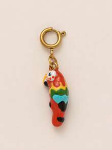 1pc Cute Animal Shaped Pendant, Designs Include Fish, Leopard, Parrot, Dachshund, Penguin, Seahorse, Seashell, Paw Print, Inlaid Zirconia, 18K Gold Plated Stainless Steel, Suitable For DIY Jewelry, Necklace, Bracelet, Earring, Keychain, Bag Charm, Women's Jewelry Accessory, Wallet Decor, Small Pendant, DIY Craft