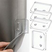4pcs Windproof Self-Adhesive Curtain Clips - Transparent Plastic Storage Accessories For Secure Curtain Holding, Easy Installation With Buttonholes