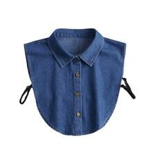 Minimalist Denim Pointed Collar Shirt Styling Detachable Round Collar, Versatile Accessory Suitable For Autumn/Winter Clothing