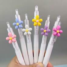 5/2/1pc,Random Cute Floral Quick Dry Neutral Pen, Gel Pen, Ballpoint Pen, Cute Flower Push Action Pen, Perfect For Students And Girls, Opening Season Gift For Kids, Friends, BFFs