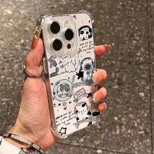 Funda para teléfono con diseño de dibujos animados, resistente a caídas, con esquinas reforzadas, transparente, suave, de TPU, compatible con phone 16, 15, 14, 13, 12, 11 Pro Plus, X, X/SMA. Protectora, antimanchas, moderna, resistente a caídas - transparente - Ver 10