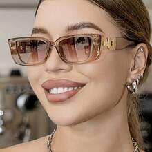 Women's  Wide-Brim Durable PC Frames, Anti-Glare Lenses, Featuring A Sporty Street Style Suitable For Daily Commuting Accessories. - 透明黃褐色 - 查看 1