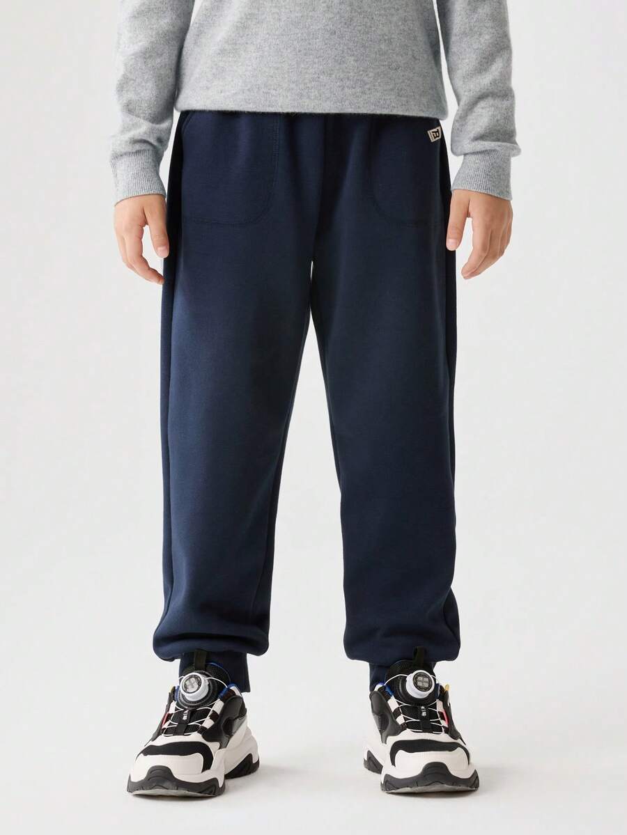 Balabala Tween Boy 2026 Autumn/Winter Pockets Drawstring Casual Sports Pants - Dark Blue - View 1