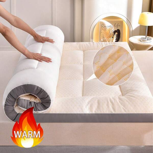 1PC Ultra-Soft Extra Thick Breathable Quilted Mattress Topper - All-Season Comfort With Polyester Fill - Ideal For Bedroom, Guest Room, Dorm, Full Size Mattress-Mattress For Back Pain