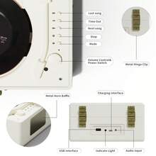 带扬声器的可充电皮革 CD 播放器，内置 3600mAh 电池，节日礼物，适合家居装饰的 BGM 播放器，复古，怀旧