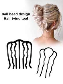 2pcs/Set Hair Side Comb, Twist Hair Clip, Non-Slip Clip, Bun Maker, Elegant Minimalist Metal Hair Clip Set - Slouchy Bun Maker Hair Accessories, Ladies Solid Color U-Shaped Hair Clips, Multi-Function Hair Comb Clip, Easy Updo Hairstyle