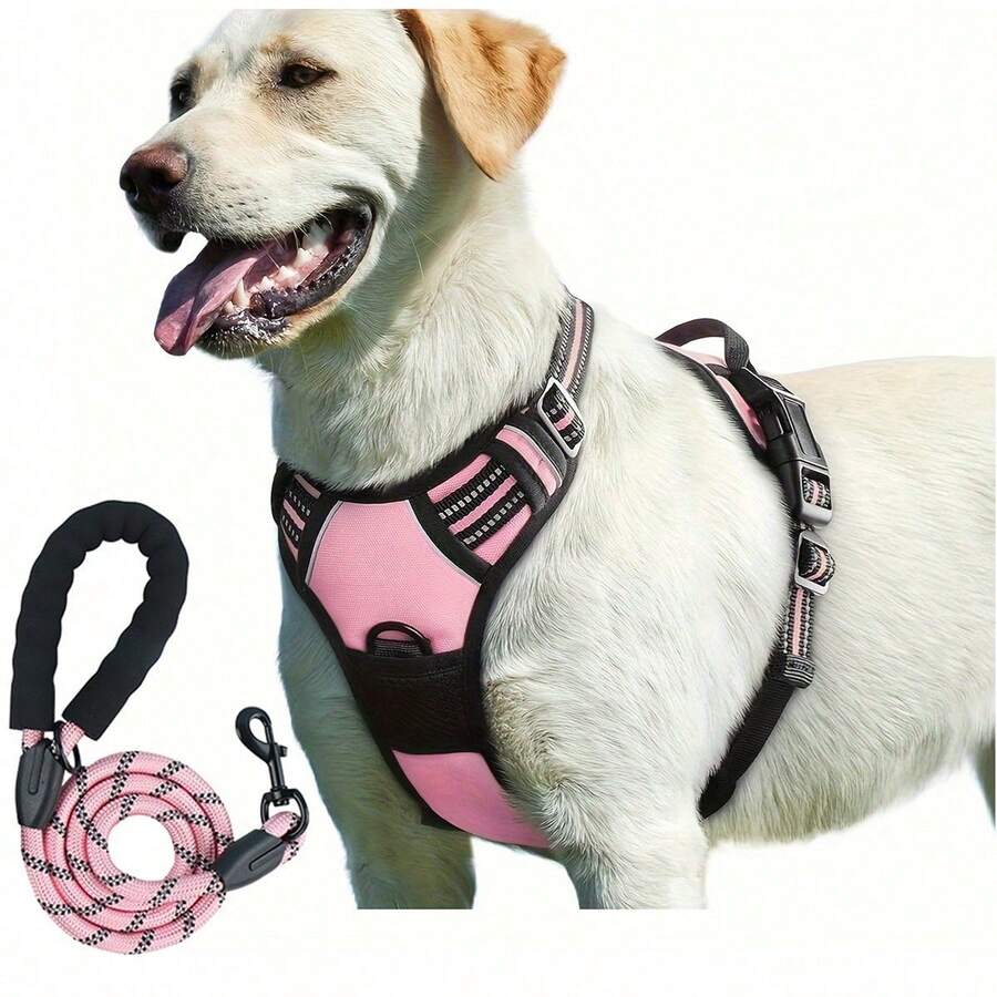 2pcs Reflective Dog Harness And 1.5 Meter Leash Breathable Pet Harness For Large And Small Medium Dogs And Cats Puppy Chest Vest Dog Walking Leash And Harness Set Accessories