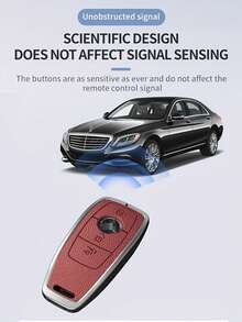 Mercedes Benz Key Fob Cover Genuine Leather With Metal Borders | Anti-Scratch Luxury Car Accessories, Carbon Fiber Keychain - Compatible With A/C/E/S/CLS/GLC/GLE/GLA/GLS Class (2017-2024) Including E200/E400/E63/W213, S550/S560, C260, A200 | Premium Key Protection Case - Multicolor - View 4