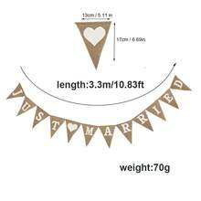 قطعة واحدة/قطعتان من أعلام مثلثة من الكتان الريفي للحب، ديكور زفاف DIY، مجرد متزوجين، لافتة شعار السيد والسيدة، قابلة للطي والعجن وإعادة الاستخدام لعدة مرات، مناسبة للأحداث الخارجية والذكرى السنوية وموسم الزفاف وديكور حفلة الزفاف، لافتة وشريط الزفاف، لوازم الزفاف