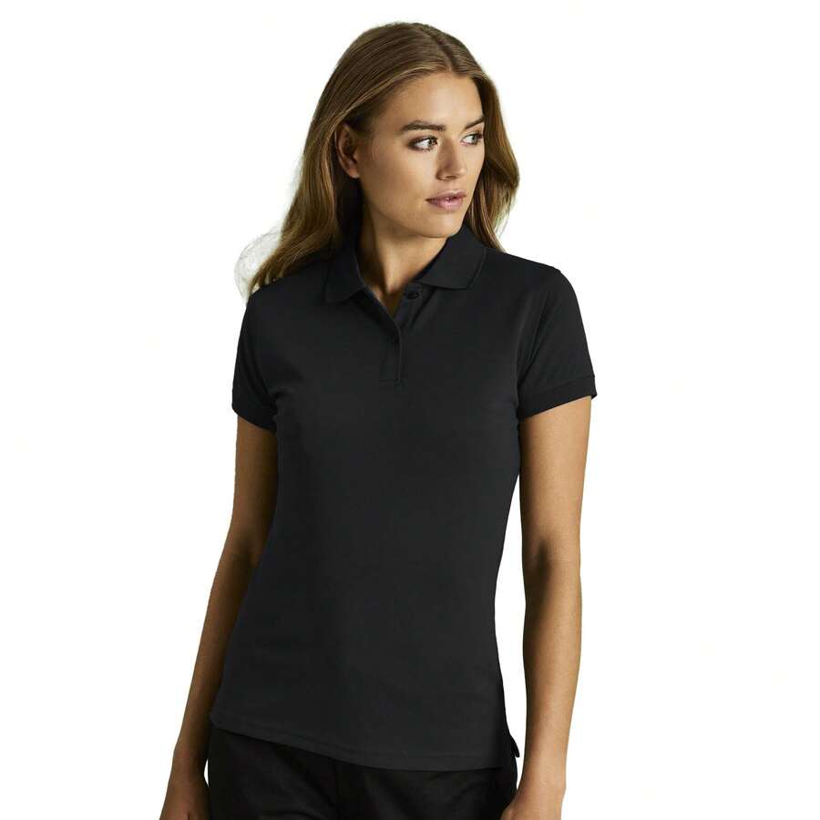Womens/Ladies Heavy Short Sleeve Polo Shirt (Black) - Coffee Brown - View 1