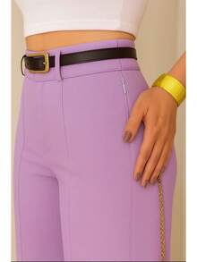 Premium Tailored Swamp Pants With A Simple Pocket Accompanied By A Thin Belt Fabric With Belt Zipper Pocket - tử đinh hương - Xem 3