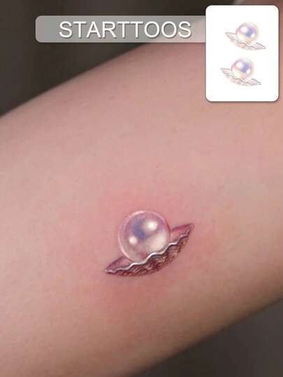 STARTTOOS ملصقات وشم بسيطة ذات أنماط صدفة لؤلؤية لامعة، ملصقات وشم مزيفة شخصية، مناسبة للحفلات اليومية وهدايا العطلات، مناسبة للرسغ والكتف والرقبة والترقوة والكاحل، مقاومة للماء، واقعية للجسم، ملصقات وشم مؤقتة، 1 حزمة