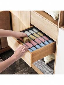 1pc Non-Woven Fabric Underwear, Socks Storage Box, Wardrobe Organizer For Bras, Socks, Ties, Scarves - Grey - View 4