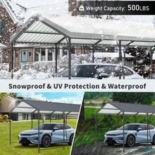 Outdoor Carport, 13*26.5 FT Carport, Heavy Duty Carport Canopy With Galvanized Steel Roof And Frame, Metal Carport Large Garage For Driveway Car, Truck - Black - View 7