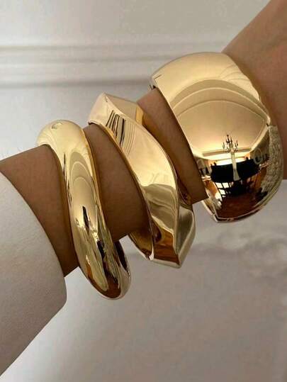 1pc Vintage Minimalist Asymmetrical Metal Water Drop Snake Cuff Bracelet, Personalized Exaggerated Simplified Geometric Abstract Design Luxury Elegant Bangle, Suitable For Women's Daily Commute, Holidays Gift, Friends Gathering And Banquet, Fashion Street Shooting, Runway Accessory