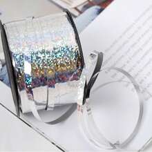 Panglică holografică 1 buc - 100 m, șnur pentru baloane, panglică pentru legat baloane, accesorii pentru decorarea baloanelor, panglică pentru baloane, panglică colorată, legături pentru împachetat cadouri, decor de Crăciun și sărbători