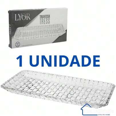 Kit 2 Bandejas de Vidro Cristal Retangular – Travessas Diamante para Petiscos, Bolos e Servir à Mesa