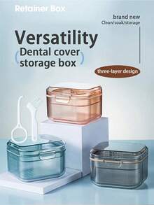 1/2 pièces Boîte de rangement pour appareils dentaires invisibles, boîte de rangement orthodontique à double couche, boîte pour brackets invisibles, boîte de nettoyage portable avec design de drainage, convient pour la maison, l'extérieur et les voyages