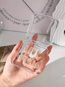 1/5/10pcs Transparent Nail Art Storage Box, Fake Nails Organizer Box, Press-On Nails Storage Box, Nail Display Box, Artificial Nail Organizer Box, Nail Tools Storage Box, Nail File Holder,Gifts For Women,Christmas Gifts,Gift Ideas For Women,Room Decor - Clear - View 5