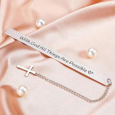 1pc Inspirational Bookmark With Bible Verse "With God All Things Are Possible", Christian Religious Gift For Book Lovers, Graduates, Birthday, Suitable For Women, Men, Youth, Bookworms, Christian Believers