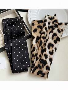 极简性感风格豹纹波点真丝围巾，新款小众高端夏季腰带，适合秋季上学和万圣节等场合。 - 彩色 - 查看 6