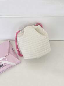 1pc Portable Multifunction Drawstring Cylindrical Cosmetic Bag Drawstring Storage Bag Stripe Make Up Storage Bag Lipstick Storage Bag Drawstring Camera Storage Bag Fashion Dust Proof Bag Girl Travel High Capacity Storage Bag Desktop Sundries Storage Basket For Travel Essentials Cruise Essentials Dorm Essentials - Multicolor - View 9