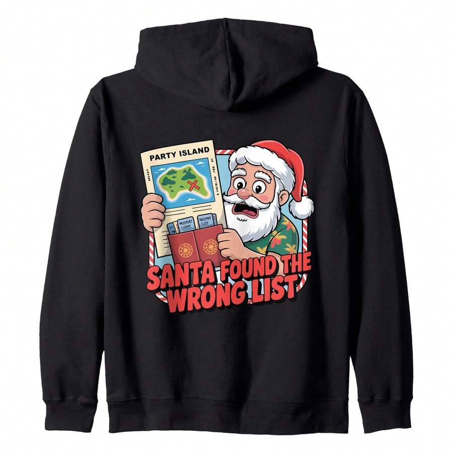 Santa Found The Wrong List Funny Christmas In July Hoodie Pullover Hoodie Women's Plus-Size Hoodie,FlexStretch Performance Fleece, From Power Yoga To Park Run Durability - 黑色 - 查看 1