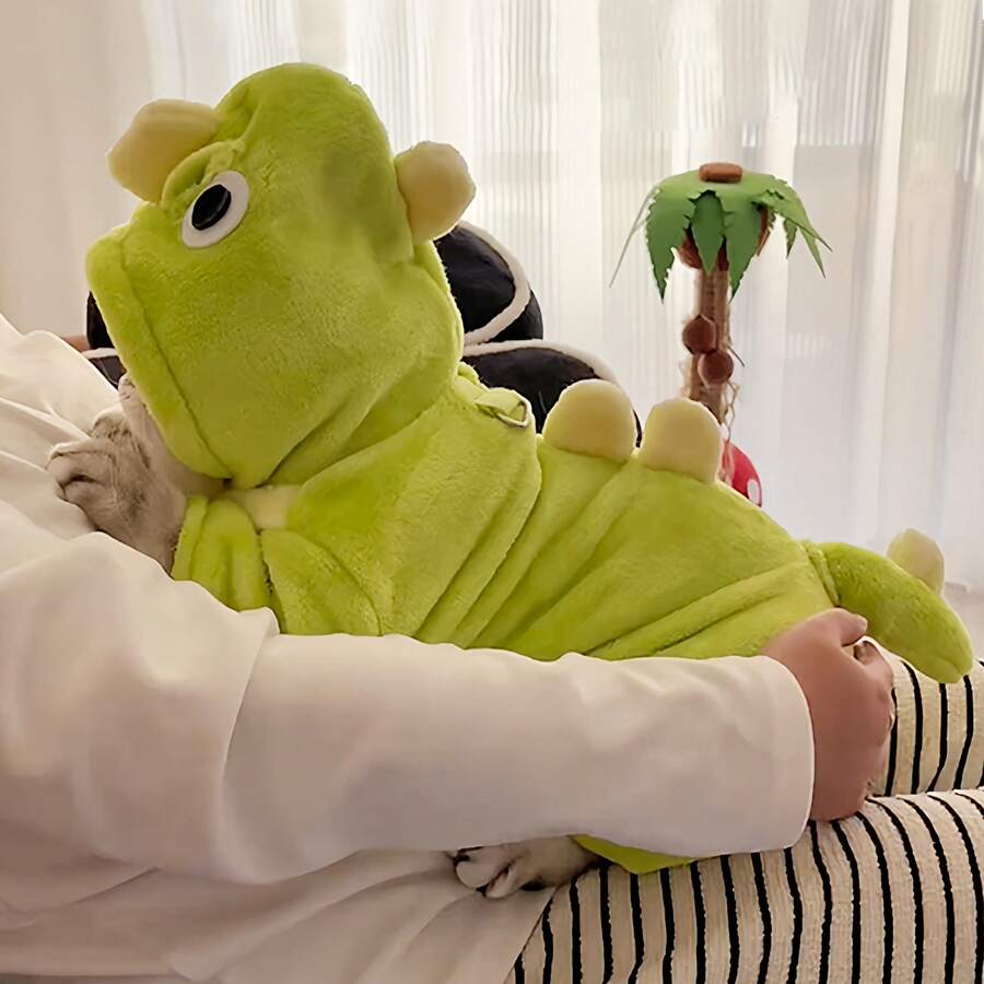 1 件可爱恐龙羊毛四足宠物衣服，冬季温暖法兰绒加厚狗/猫服装 - 彩色 - 查看 1