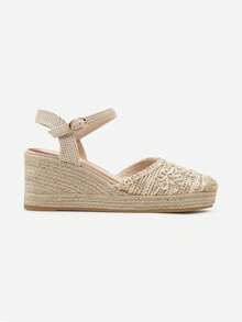 Zeppe espadrillas boho - sandali estivi da donna per uso casual e da viaggio - Beige - Visualizzare 3