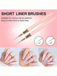 Affordable Cheap 5Pcs Pink Superfine Nail Art Brush Set |   French/Stripe/UV Gel Liner – For Nail Salons, Back To School