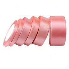 1 Roll Polyester Satin Ribbon, Suitable For Gift Boxes, Candy Boxes, Cake Boxes, Flower Decorations, DIY Rose Materials, Wedding And Party Decorations. (Machine Dyed, Slight Color Difference) - Dusty Pink - View 3