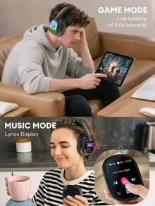 AI Translation Wireless Headphones With Magnetic Movable LCD Touch Screen, Foldable&Retractable Translator Headphones Headset Real Time 115 Language, BT6.0, Control Phone Photo Taking, Flashlight, Alarm Setting, Voice Recording, Support AUX Wired Connection, Suitable For Meeting, Studying, Travelling, Etc. - 黑色 - 查看 6
