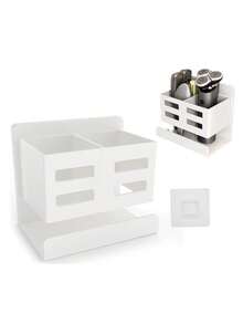 1 pieza Estantería de almacenamiento multifuncional para baño y cocina, montada en la pared sin necesidad de taladrar