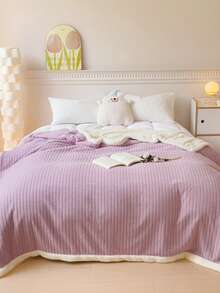 1 Stück doppelseitige Plüschdecke, weich, bequem und warm, dick und gemütlich, geeignet für Heimdekoration, Bett, Sofa, Büro, Zimmer, Wohnheim, maschinenwaschbar